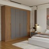 Guarda-Roupa Casal Genebra 6 Portas 4 Gavetas Ripado Jatoba/Grafite  - Panorama Móveis