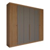 Guarda-Roupa Casal Genebra 6 Portas 4 Gavetas Ripado Jatoba/Grafite  - Panorama Móveis