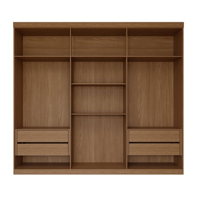Guarda-Roupa Casal Genebra 6 Portas 4 Gavetas Ripado Jatoba/Grafite  - Panorama Móveis