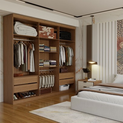 Guarda-Roupa Casal Genebra 6 Portas 4 Gavetas Ripado Jatoba/Areia - Panorama Móveis