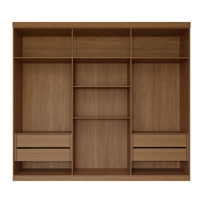 Guarda-Roupa Casal Genebra 6 Portas 4 Gavetas Ripado Jatoba/Areia - Panorama Móveis