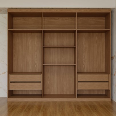 Guarda-Roupa Casal Genebra 6 Portas 4 Gavetas Ripado Jatoba/Areia - Panorama Móveis