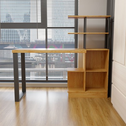 Mesa Escrivaninha Industrial London 1 Porta 100% Mdf Freijó/Preto Fosco  - Panorama Móveis