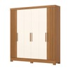 Guarda-Roupa Casal Francês 6 Portas 3 Gavetas Ripado Flex Cinamomo/Off White - Henn