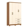 Guarda-Roupa Solteiro Caju 4 Portas 3 Gavetas Cinamomo/Off White - Henn