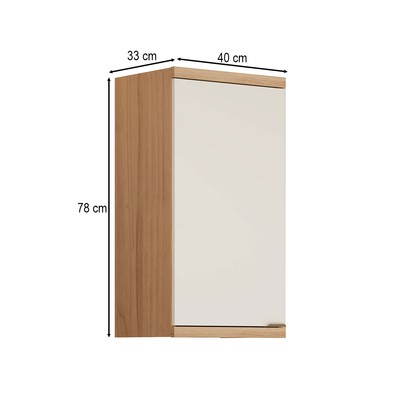 Armário Aéreo Cozinha 40 Cm Bless 1 Porta 100% Mdf Jequitibá/Off White Fosco - Linea Brasil