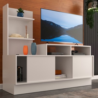 Rack para TV Até 43 Polegadas Trues Branco - Mobilarte