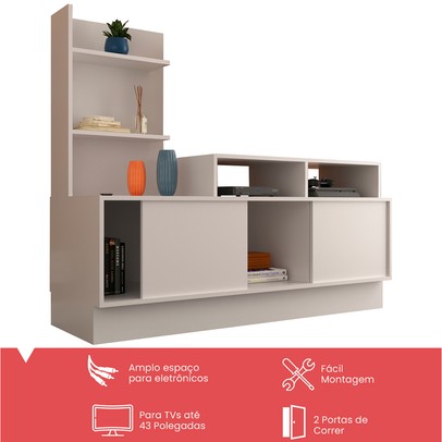 Rack para TV Até 43 Polegadas Trues Branco - Mobilarte