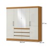 Guarda-Roupa Casal Lunaro 4 Portas 6 Gavetas com Espelho Cinamomo/Off White - Panorama Móveis