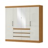 Guarda-Roupa Casal Lunaro 4 Portas 6 Gavetas com Espelho Cinamomo/Off White - Panorama Móveis