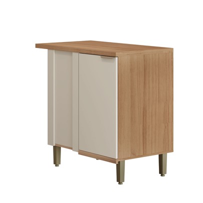 Balcão de Cozinha de Canto Bless 1 Porta 100% Mdf Jequitibá/Off White Fosco - Linea Brasil