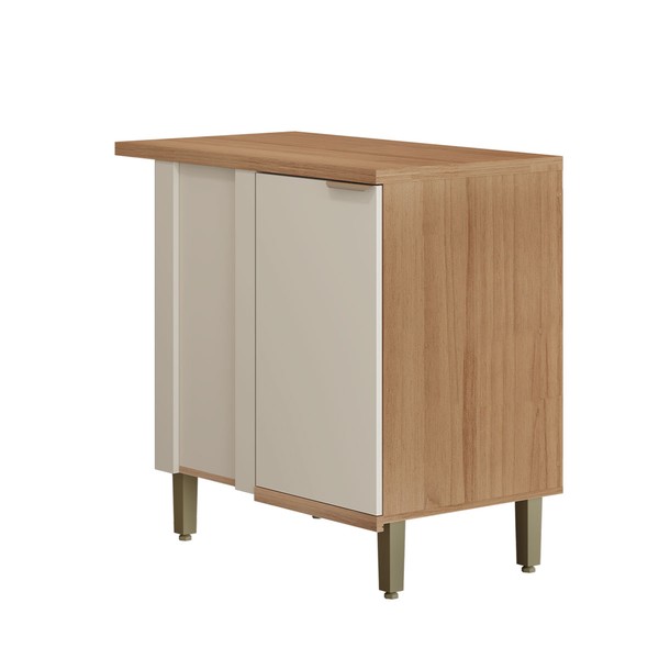 Balcão de Cozinha de Canto Bless 1 Porta 100% Mdf Jequitibá/Off White Fosco - Linea Brasil