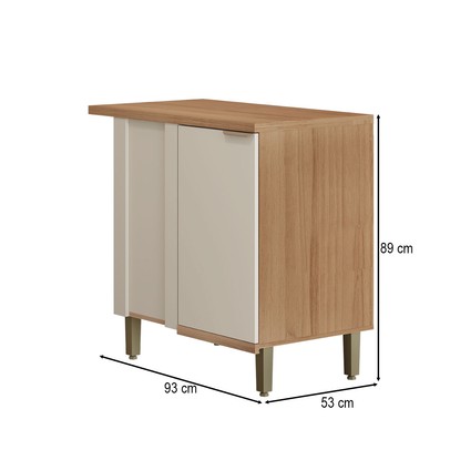 Balcão de Cozinha de Canto Bless 1 Porta 100% Mdf Jequitibá/Off White Fosco - Linea Brasil