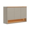 Armário Aéreo Cozinha 120 Cm Allure 3 Portas 100% Mdf Jequitibá/Gris Fosco - Linea Brasil