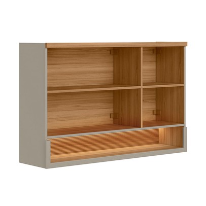 Armário Aéreo Cozinha 120 Cm Allure 3 Portas 100% Mdf Jequitibá/Gris Fosco - Linea Brasil