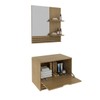 Armário de Banheiro 60 Cm 1 Porta 1 Gaveta com Espelho Ripado Bn3689 Amêndoa - Tecno Mobili