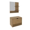 Armário de Banheiro 60 Cm 1 Porta 1 Gaveta com Espelho Ripado Bn3689 Amêndoa - Tecno Mobili