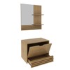 Armário de Banheiro 60 Cm 1 Porta 1 Gaveta com Espelho Ripado Bn3689 Amêndoa - Tecno Mobili