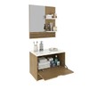Armário de Banheiro 60 Cm 1 Porta 1 Gaveta com Espelho Ripado Bn3689 Amêndoa/Mármore Branco - Tecno Mobili