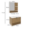 Armário de Banheiro 60 Cm 1 Porta 1 Gaveta com Espelho Ripado Bn3689 Amêndoa/Mármore Branco - Tecno Mobili
