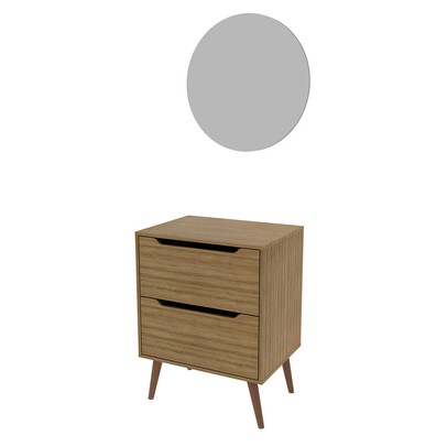 Armário de Banheiro 60 Cm 2 Gavetas com Espelho Bn3690 Amêndoa - Tecno Mobili