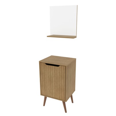 Armário de Banheiro 45cm 1 Porta com Espelho Bn3691 Amêndoa - Tecno Mobili