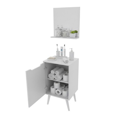 Armário de Banheiro 45cm 1 Porta com Espelho Bn3691 Branco - Tecno Mobili
