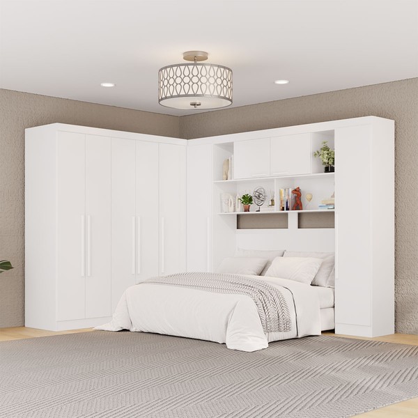 Guarda-Roupa Casal Modulado Positano 9 Portas 2 Gavetas Branco - Pnr Móveis