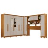Guarda-Roupa Casal Modulado Pandora 11 Portas 2 Gavetas com Espelho e Pés Cinamomo/Off White - Pnr Móveis