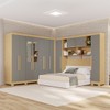 Guarda-Roupa Casal Modulado Pandora 11 Portas 2 Gavetas com Espelho e Pés Jequitibá/Granizo - Pnr Móveis