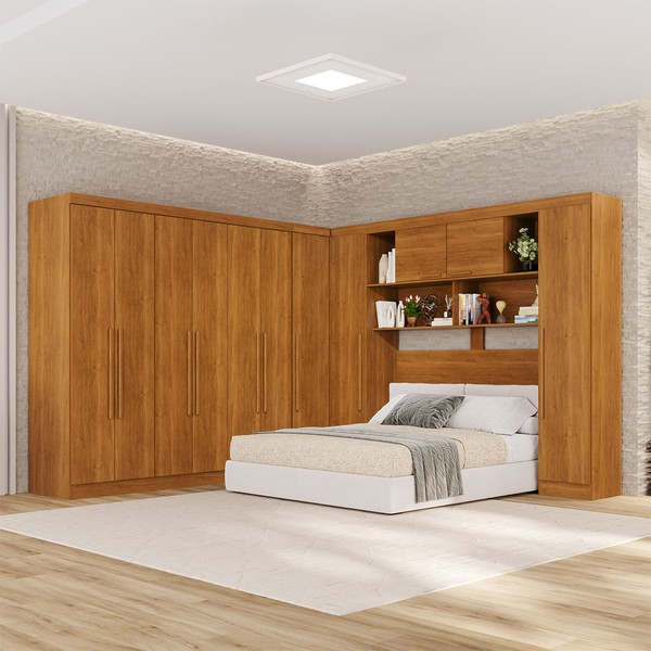 Guarda-Roupa Casal Modulado Pandora 11 Portas 2 Gavetas Cinamomo - Pnr Móveis