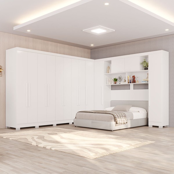 Guarda-Roupa Casal Modulado Portofino 13 Portas 4 Gavetas com Pés Branco - Pnr Móveis