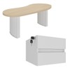 Mesa para Escritório com Gaveteiro Suspenso Havai Tamburato Charuto/Branco - Pnr Móveis