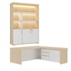 Escritório Completo Tamburato Maximus com Led 3 Portas 3 Gavetas Carvalho/Branco - Pnr Móveis