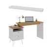 Mesa Escrivaninha com Prateleira Tamburato Premium 2 Gavetas Branco/Olmo - Pnr Móveis