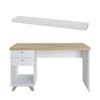 Mesa Escrivaninha com Prateleira Tamburato Céu 2 Gavetas Branco/Olmo - Pnr Móveis