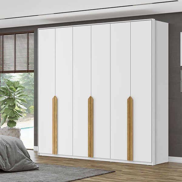 Guarda-Roupa Casal Madrid 6 Portas 4 Gavetas 100% Mdf Branco Fosco - Pnr Móveis