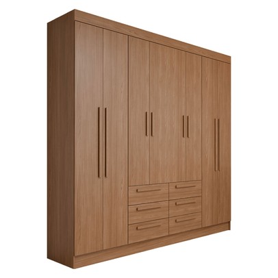 Guarda-Roupa Casal França 8 Portas 6 Gavetas Jatoba - Panorama Móveis