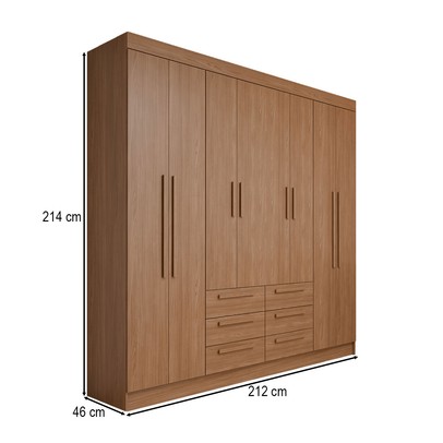 Guarda-Roupa Casal França 8 Portas 6 Gavetas Jatoba - Panorama Móveis