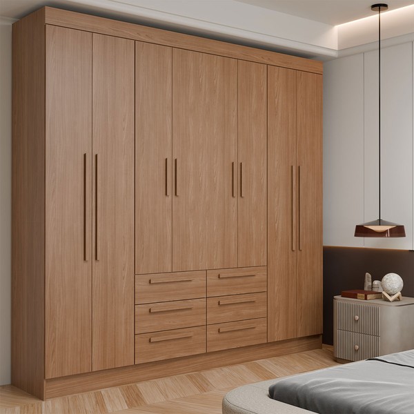 Guarda-Roupa Casal França 8 Portas 6 Gavetas Jatoba - Panorama Móveis