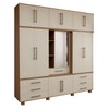 Guarda-Roupa Casal Nantes Capelinha 13 Portas 7 Gavetas com Espelho Jatoba/Areia - Panorama Móveis
