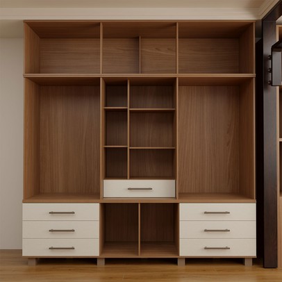 Guarda-Roupa Casal Nantes Capelinha 13 Portas 7 Gavetas com Espelho Jatoba/Areia - Panorama Móveis