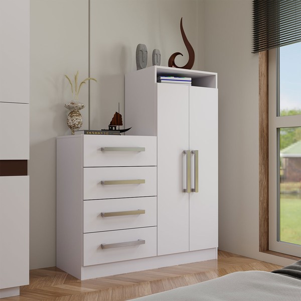 Cômoda Toulouse 2 Portas 4 Gavetas Branco - Panorama Móveis