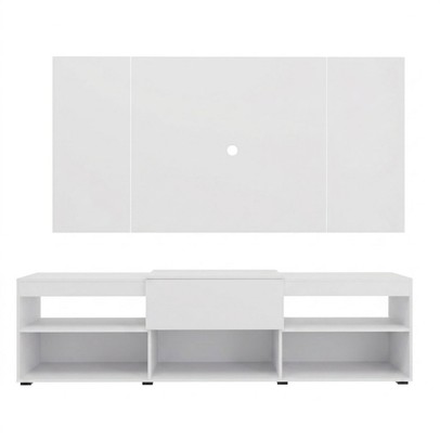 Rack com Painel para TV Até 60 Polegadas Granville 1 Porta 2 Prateleiras Branco - Panorama Móveis