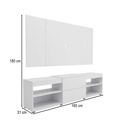 Rack com Painel para TV Até 60 Polegadas Granville 1 Porta 2 Prateleiras Branco - Panorama Móveis