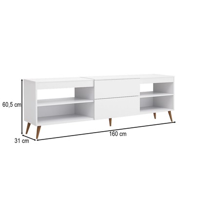 Rack para TV Até 55 Polegadas Pompeia 1 Porta 2 Prateleiras Branco Fosco - Panorama Móveis