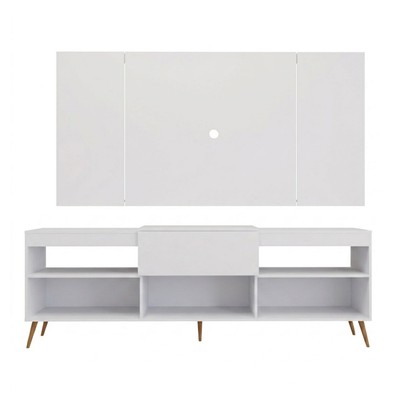 Rack com Painel para TV Até 60 Polegadas Turim 1 Porta 2 Prateleiras Branco - Panorama Móveis