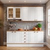 Cozinha Completa Aspen 7 Portas 4 Gavetas com Vidro Branco/Cinamomo - Fellicci