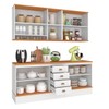Cozinha Completa Aspen 7 Portas 4 Gavetas com Vidro Branco/Cinamomo - Fellicci