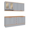 Cozinha Completa Aspen 7 Portas 4 Gavetas com Vidro Cinza/Cinamomo - Fellicci